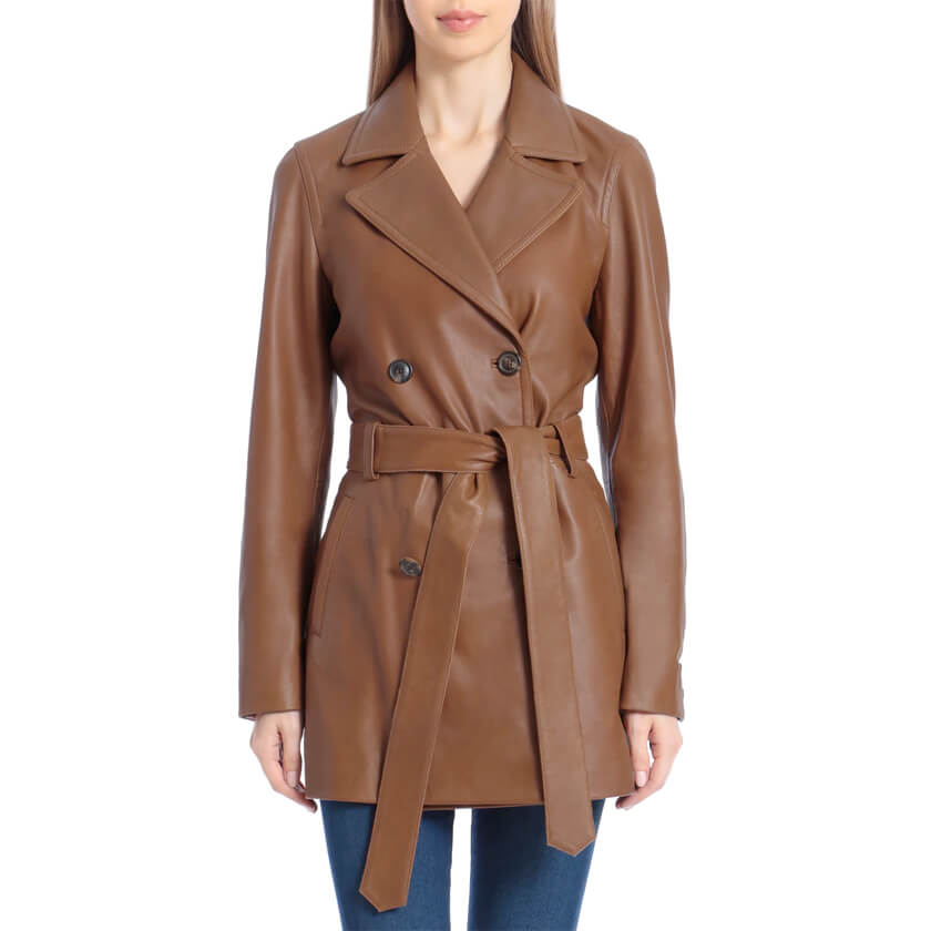 Double-Breasted Lamb Leather Trenchcoat