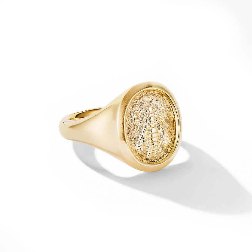 Petrvs® Small Bee Pinky Ring in 18K Yellow Gold