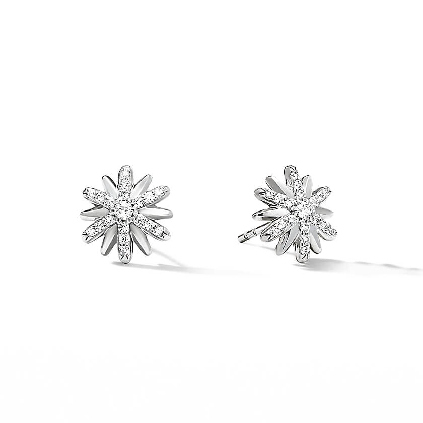 Petite Starburst Stud Earrings with Pavé Diamonds