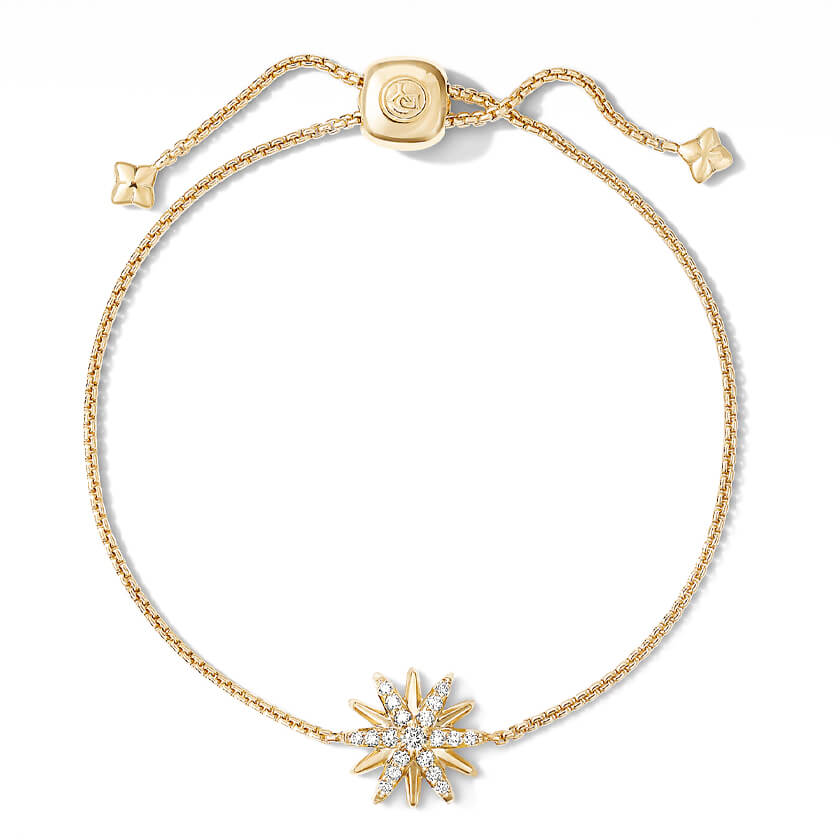 Starburst Station Chain Bracelet in 18K Yellow Gold with Pavé Diamonds