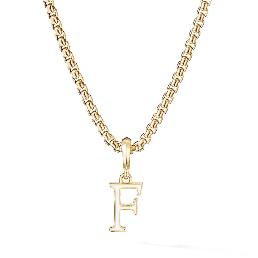 Cable Collectibles® White Enamel Initial Charm with 18K Yellow Gold