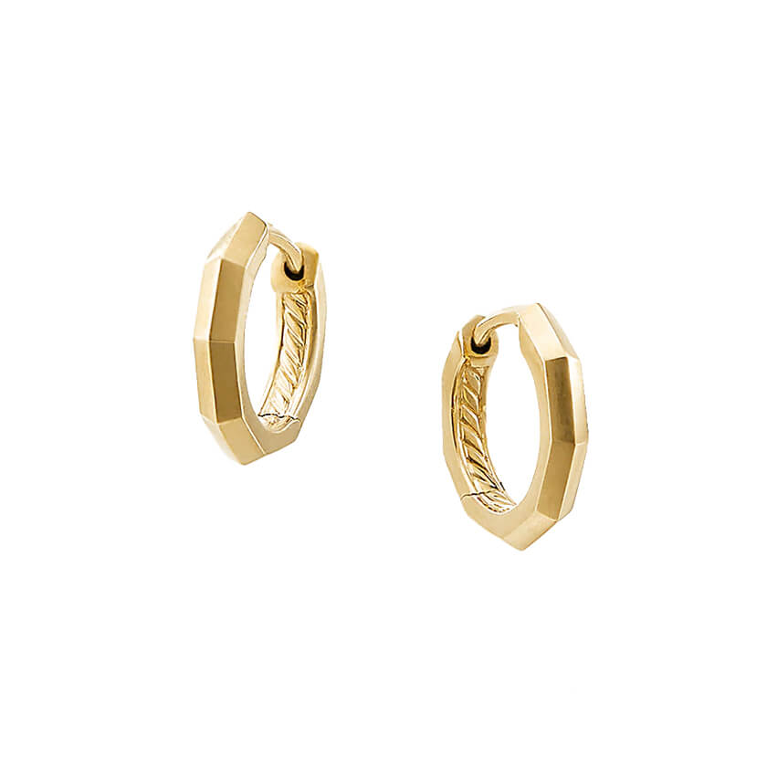 Stax Faceted Huggie Hoop Earrings in 18K Gold