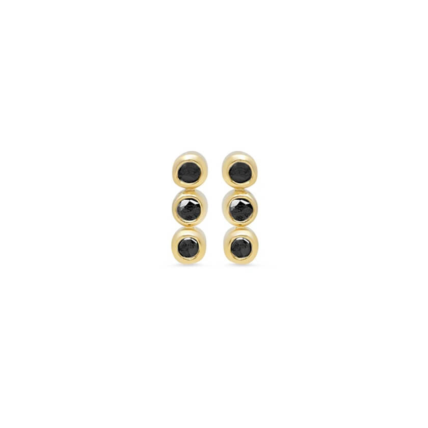 3 Black Diamond Mini Bezel Studs