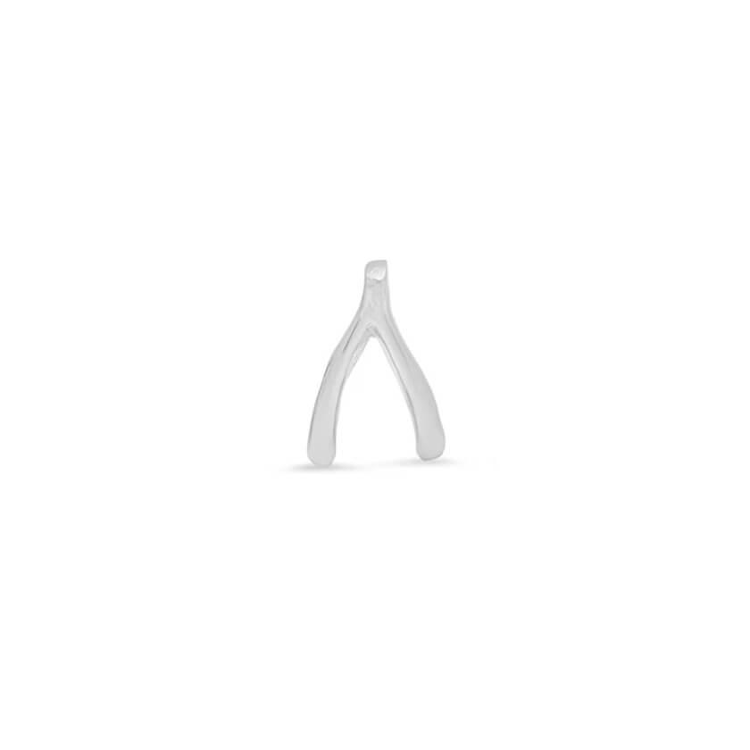 Single White Gold Wishbone Stud