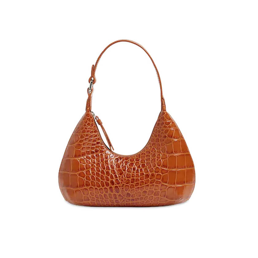 By Far Baby Amber Croc Embossed Leather Bag