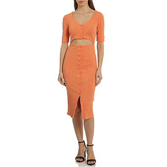 Avec Les Filles, Cut-Out Rib Knit Midi Dress, $99