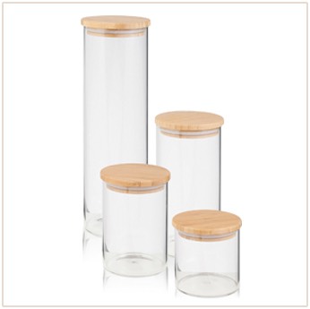 Honey Can Do, Glass & Bamboo Canister Set, $79