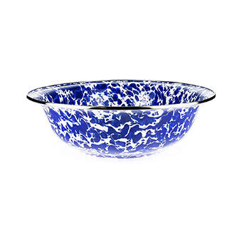Golden Rabbit, Cobalt Swirl Enamelware Collection Serving Bowl, $89