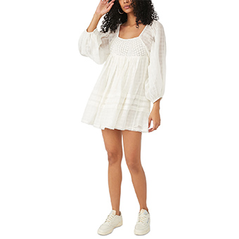 Free People, Ari Smocked Crochet-Trim Dress, $128