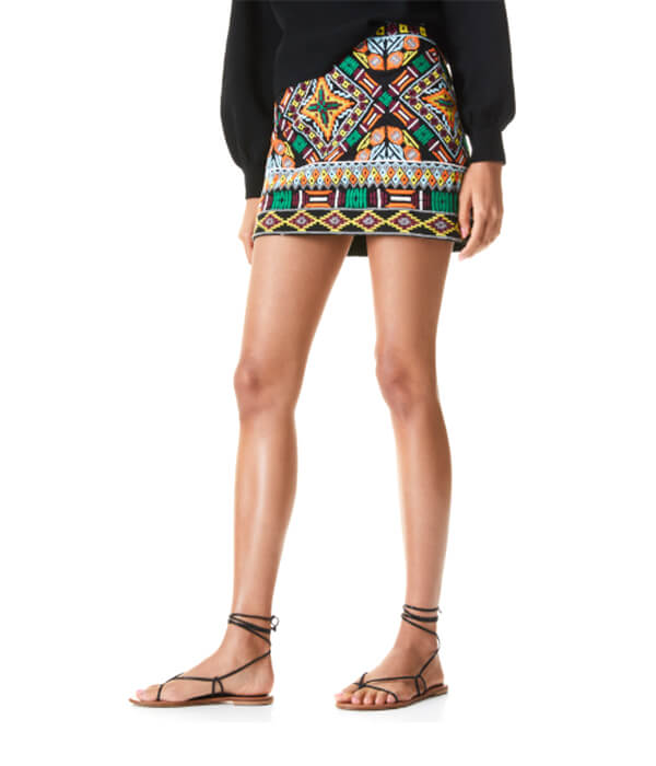 Alice + Olivia Elana Embroidered Mini Skirt