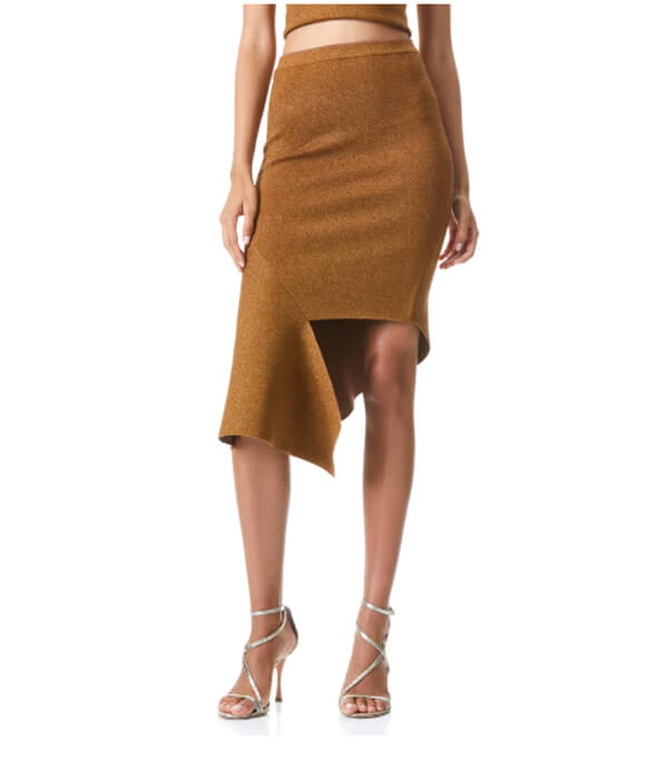 Alice + Olivia Maria Metallic Midi Skirt