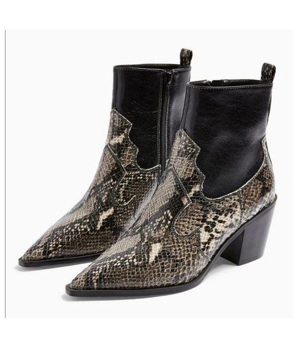 Topshop Snake Embossed Western Boots