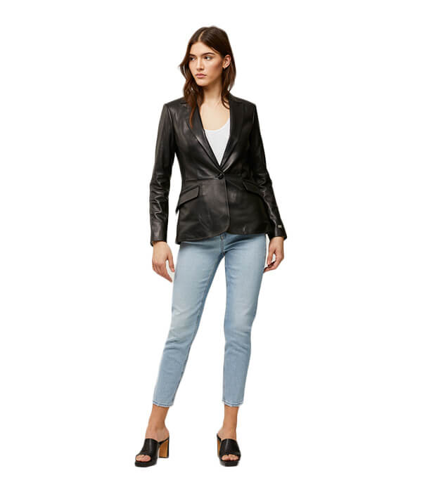 Soia & Kyo Mia Slim-Fit Leather Blazer