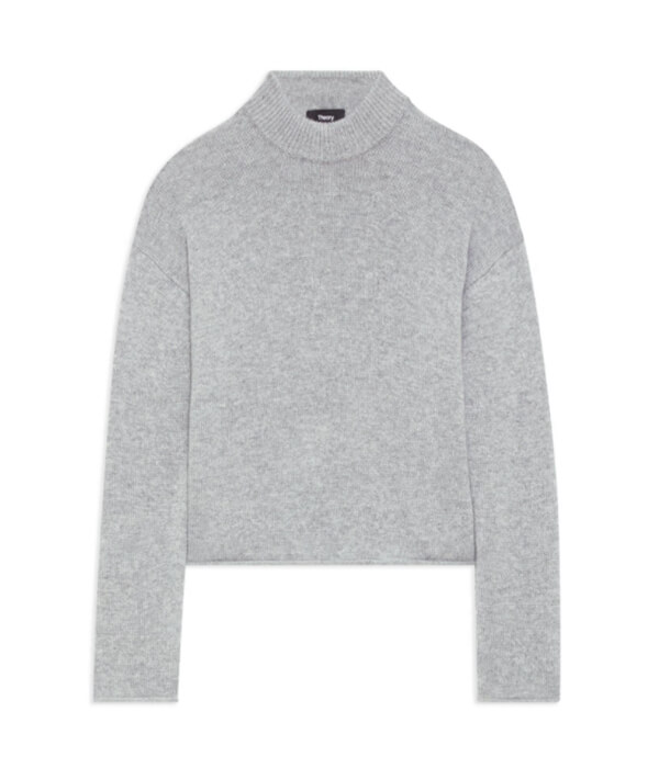 Theory Cropped Mock Neck Sweater