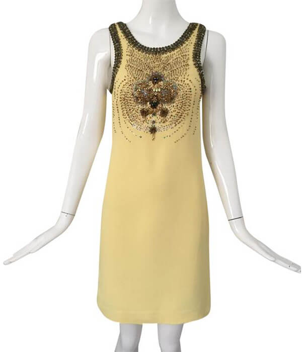 Miu Miu Yellow Sequin Embellished Cocktail Dress