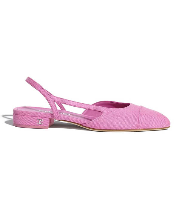 Chanel Pink Mademoiselle 21s Denim Neon Coco Sling Slingback Logo Sandal Flats