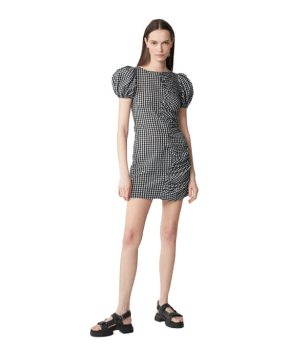 Ganni Searsucker Check Dress