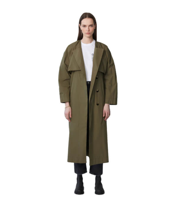 Ganni Stretch Canvas Trench Coat