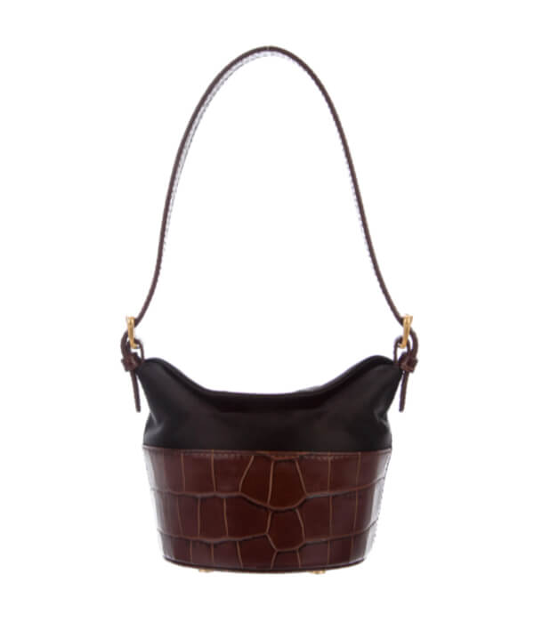BY FAR Embossed Leather Shoulder Bag