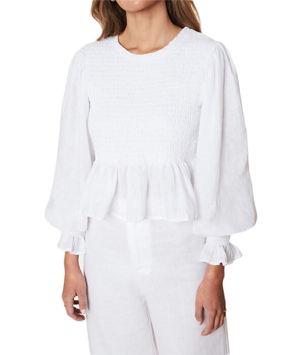 Faithfull the Brand Savita Round Neck Long Balloon Sleeve Top