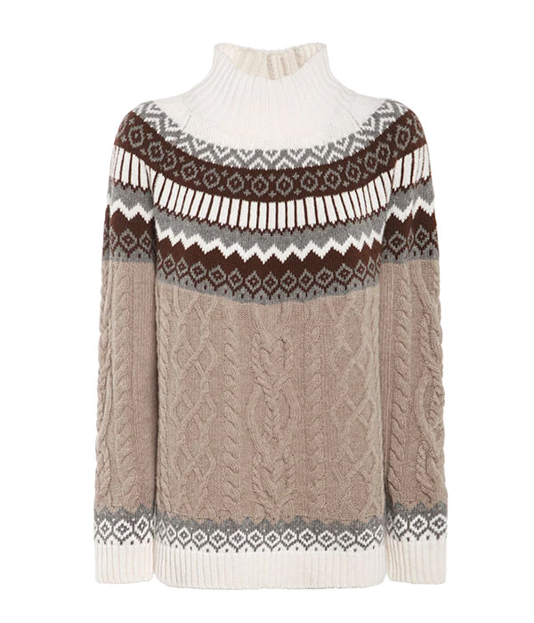 Weekend Max Mara Wool Knit Cable High Neck Sweater