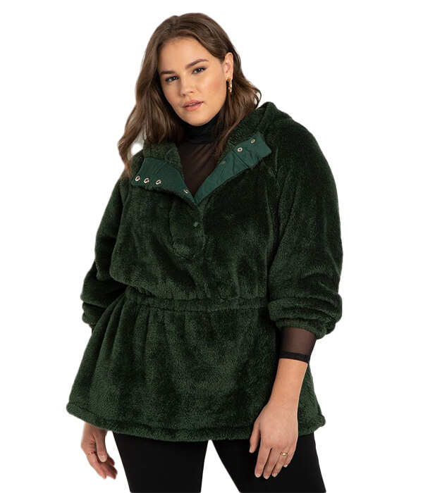 Eloquii Fuzzy Pullover Jacket