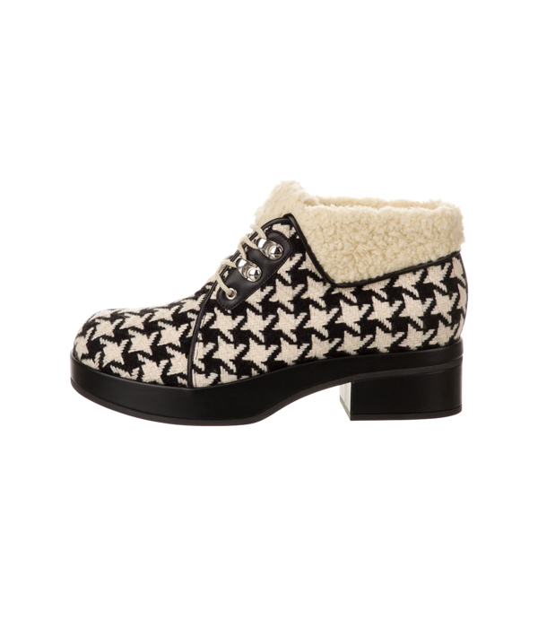 Gucci Houndstooth Print Lace-Up Boots