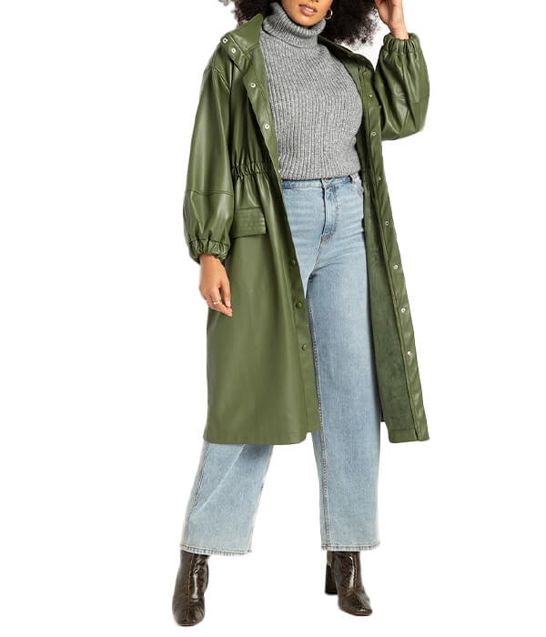 Eloquii Faux Leather Trench Coat