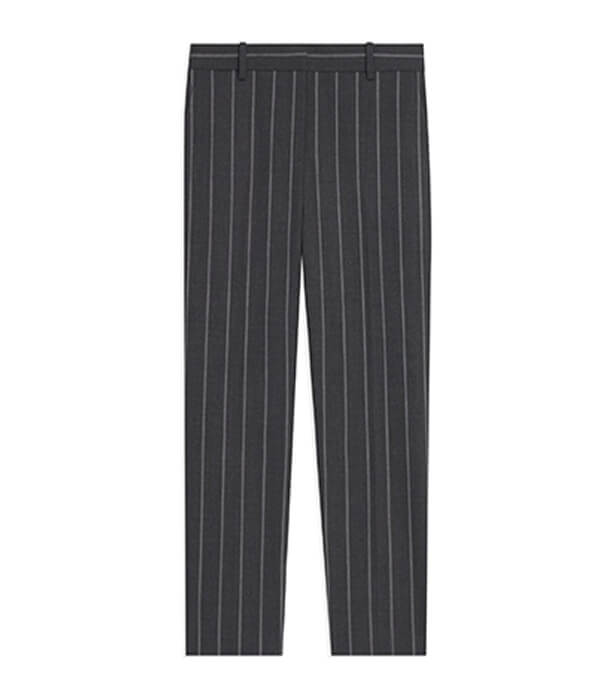 Theory Pleated Carrot Pant in Striped Good Wool
