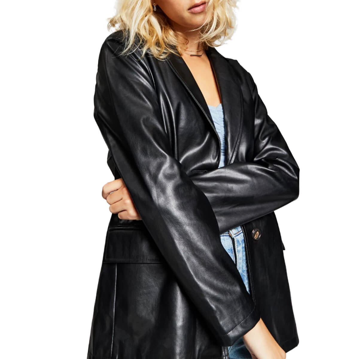 And Now This, Oversized Faux-Leather Blazer, $69