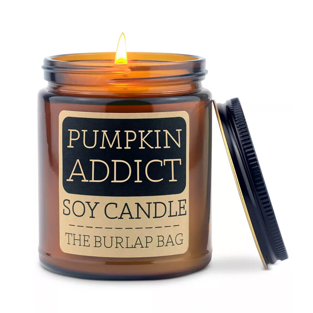 The Burlap Bag, Pumpkin Addict Candle, $20