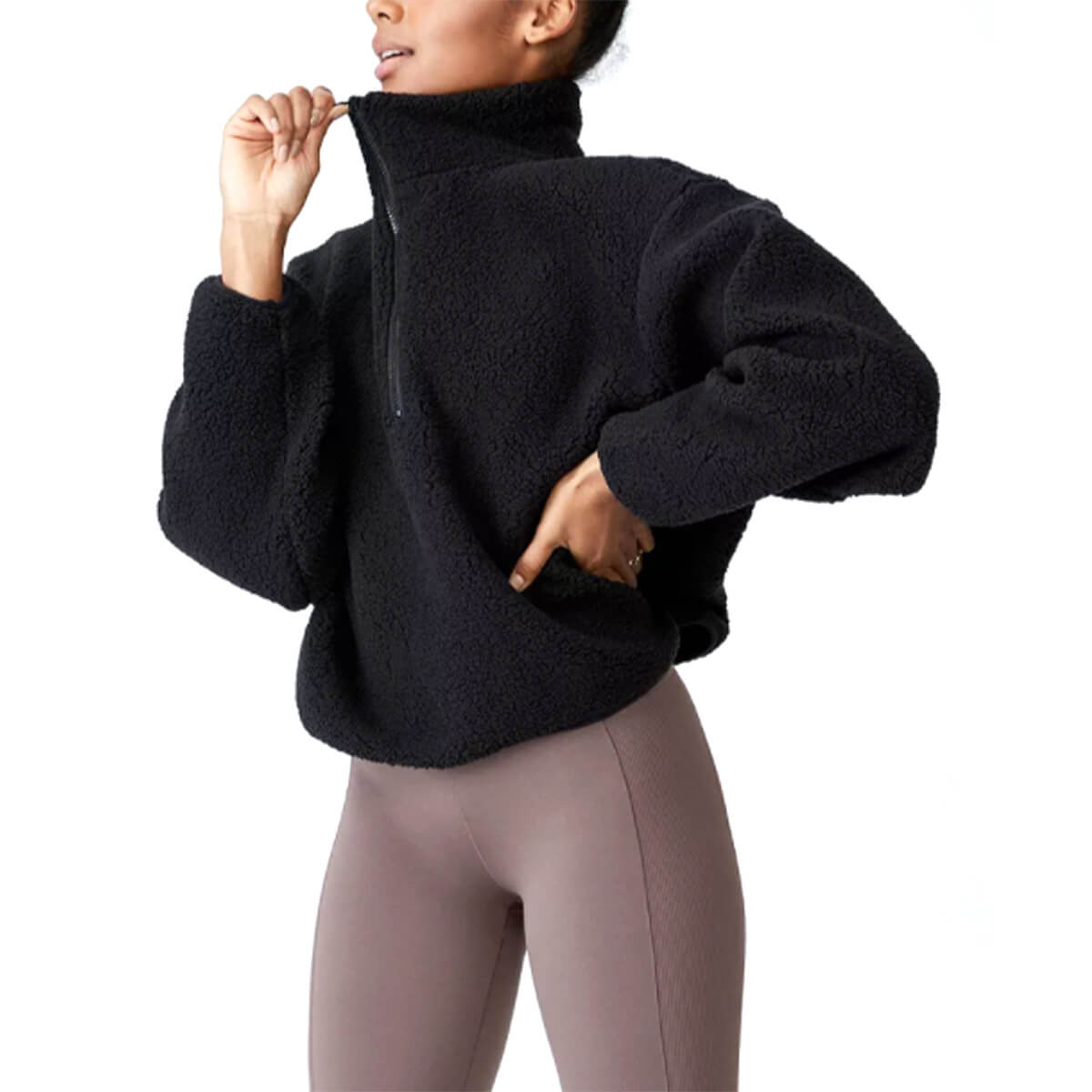Cotton On, Crop Sherpa Half Zip Sweater, $40