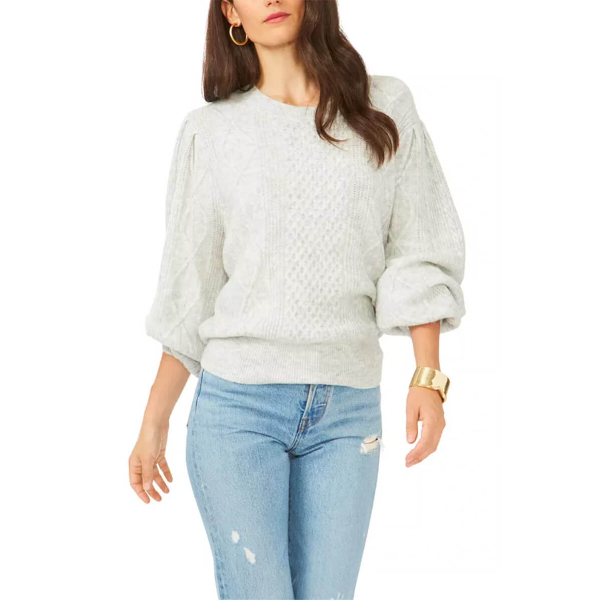 1.State, Variegated Cables Crewneck Sweater, $89
