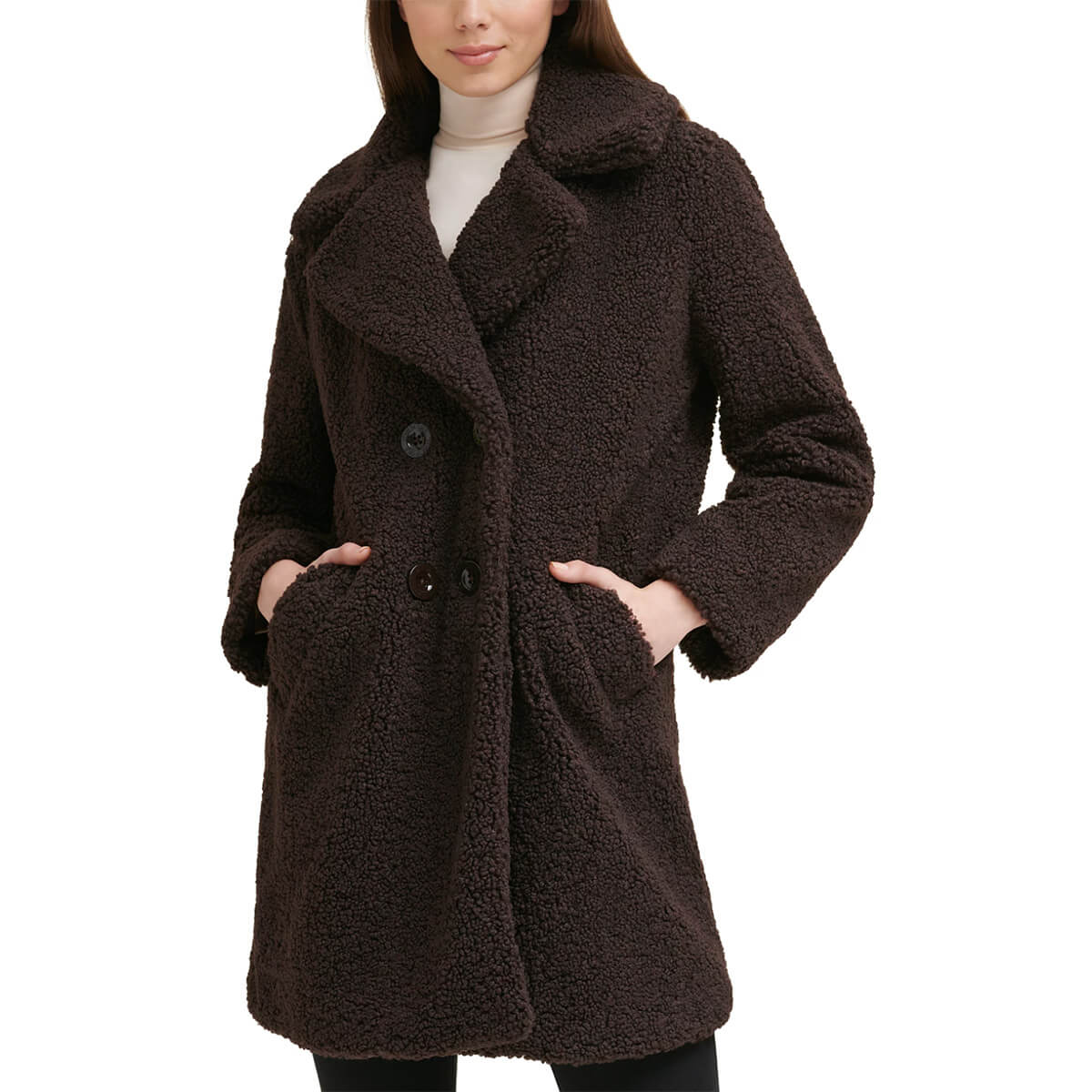 Kenneth Cole, Double-Breasted Faux-Fur Teddy Coat, $200
