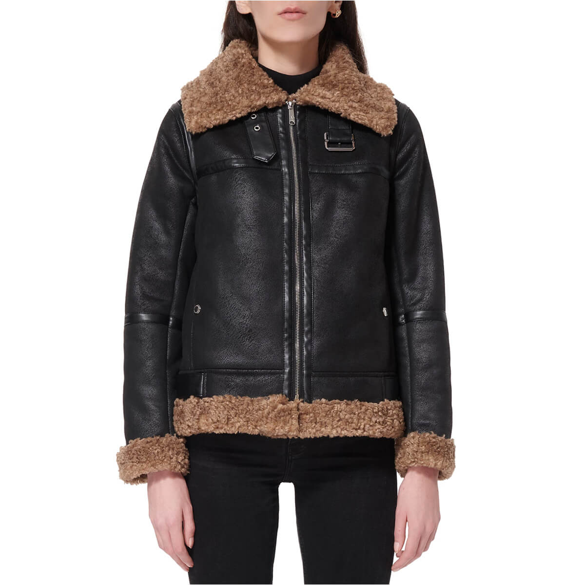 Sam Edelman, Faux-Shearling Moto Coat, $320