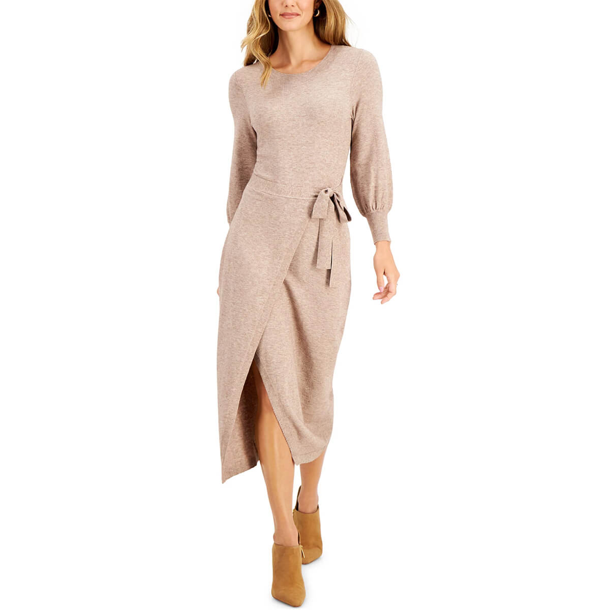 Taylor, Petite Side-Tie Sweater Dress, $99