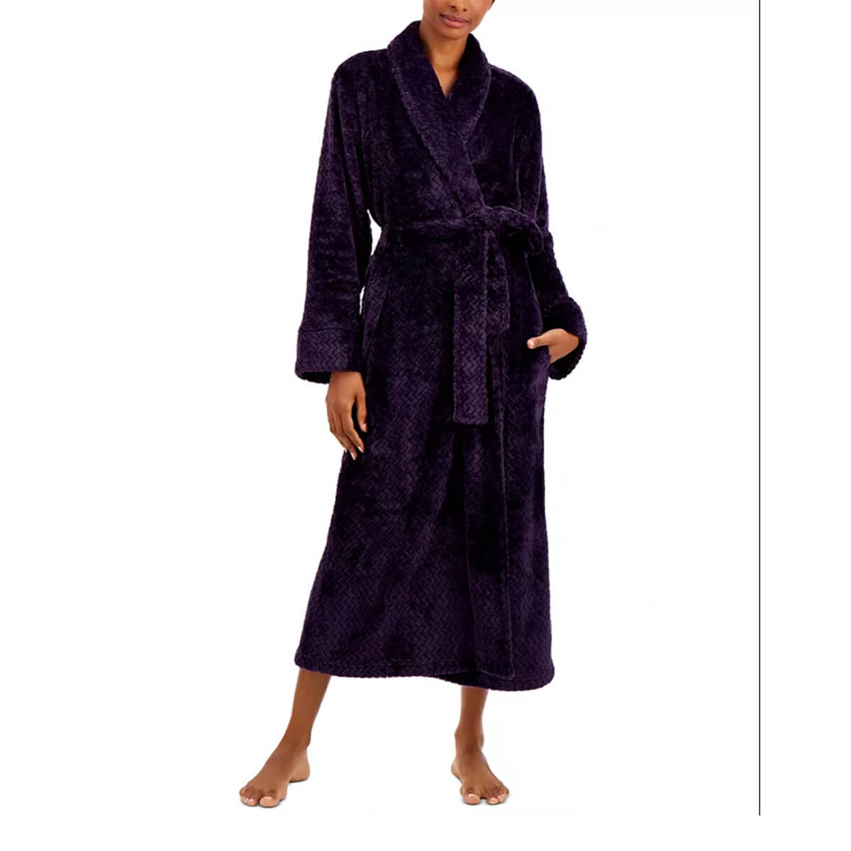 Charter Club Plush Zigzag Long Cozy Plush Wrap Robe, $80