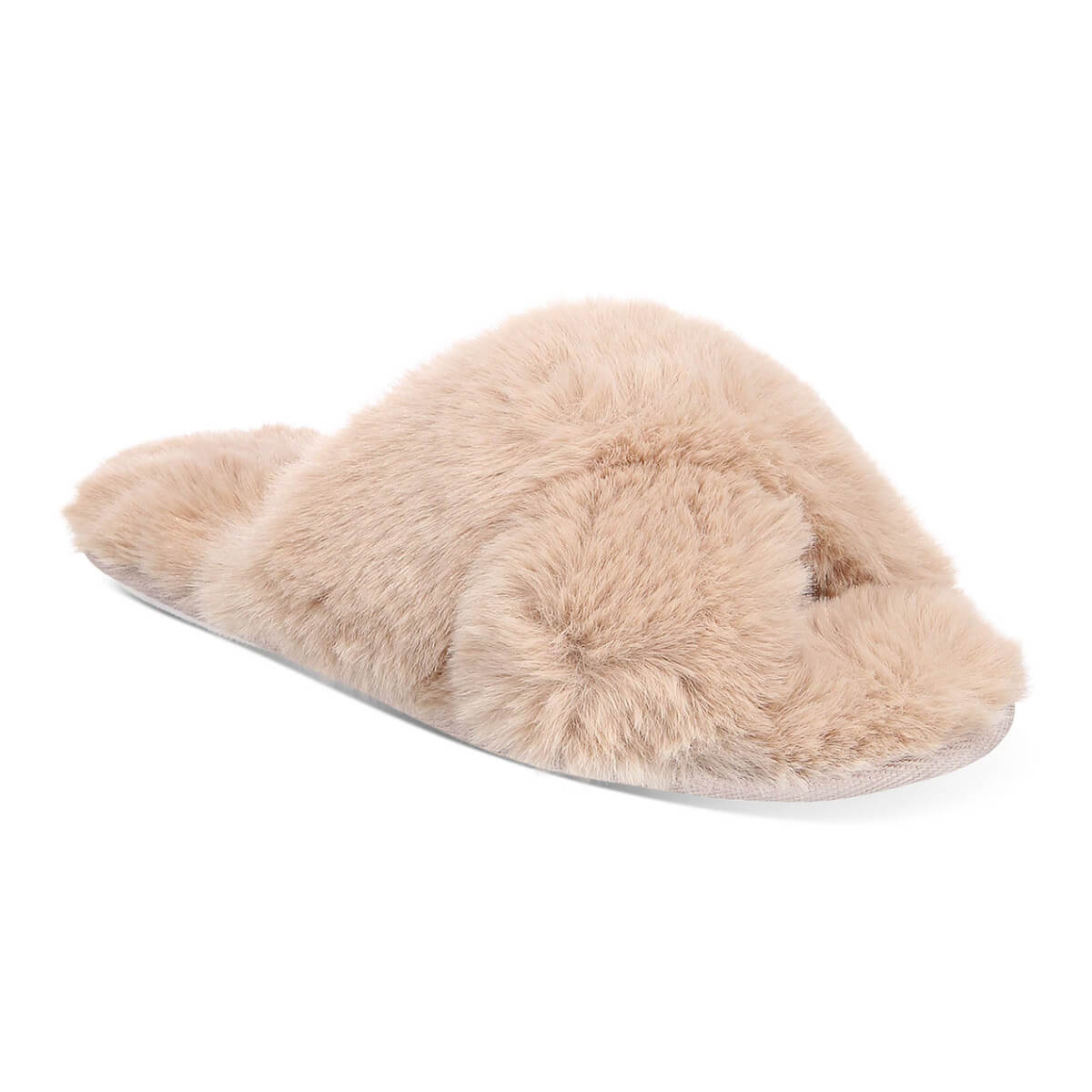 Jenni Crisscross Faux Fur Slide Boxed Slippers, $35