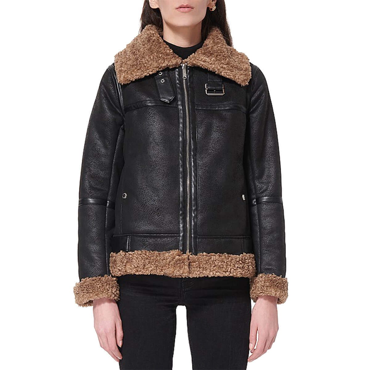 Sam Edelman Faux-Shearling Moto Coat, $320