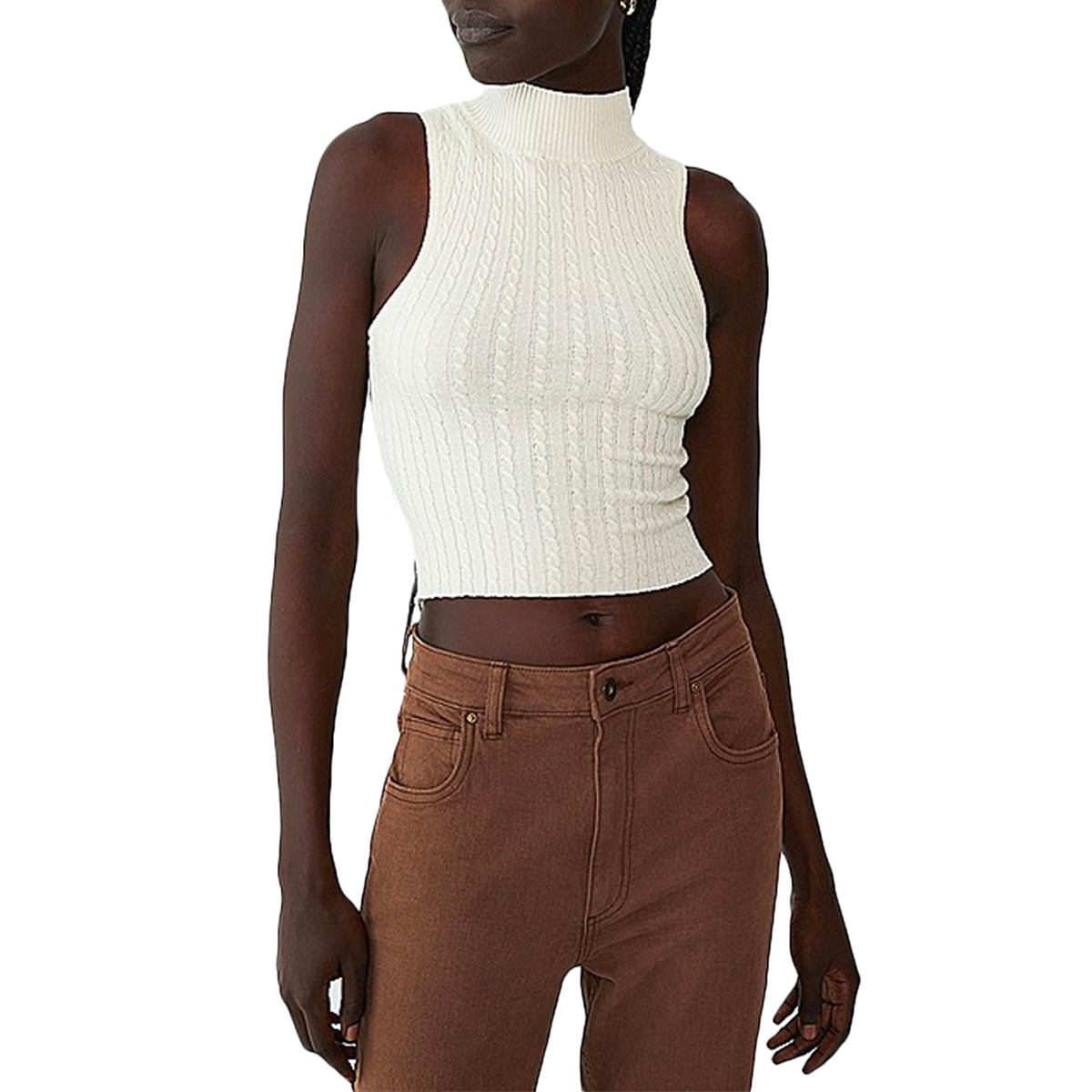 Cotton On Easy Mock Neck Micro Cable Sleeveless Top, $25