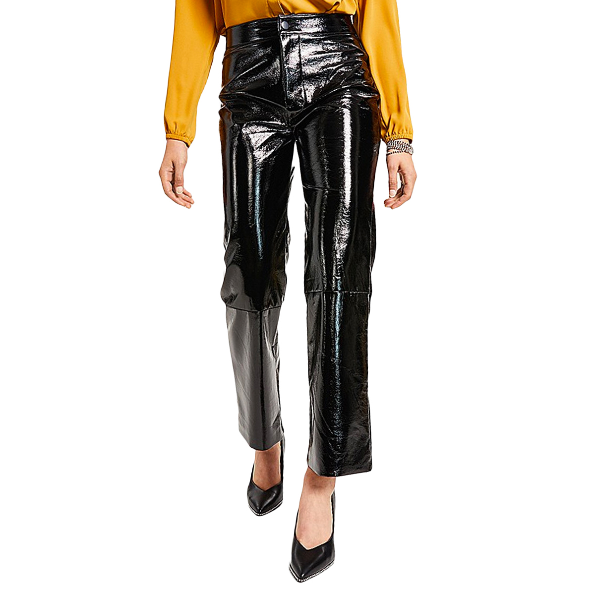 LNA Patent Faux-Leather Crinkled Pants, $165